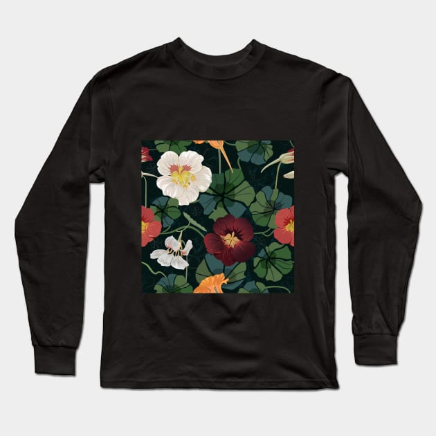 Garden nasturtium Long Sleeve T-Shirt by Avisnanna